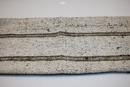 Vintage Turkish Lumbar Pillow – Cream Stripe Kilim Cushion (12x36 in)