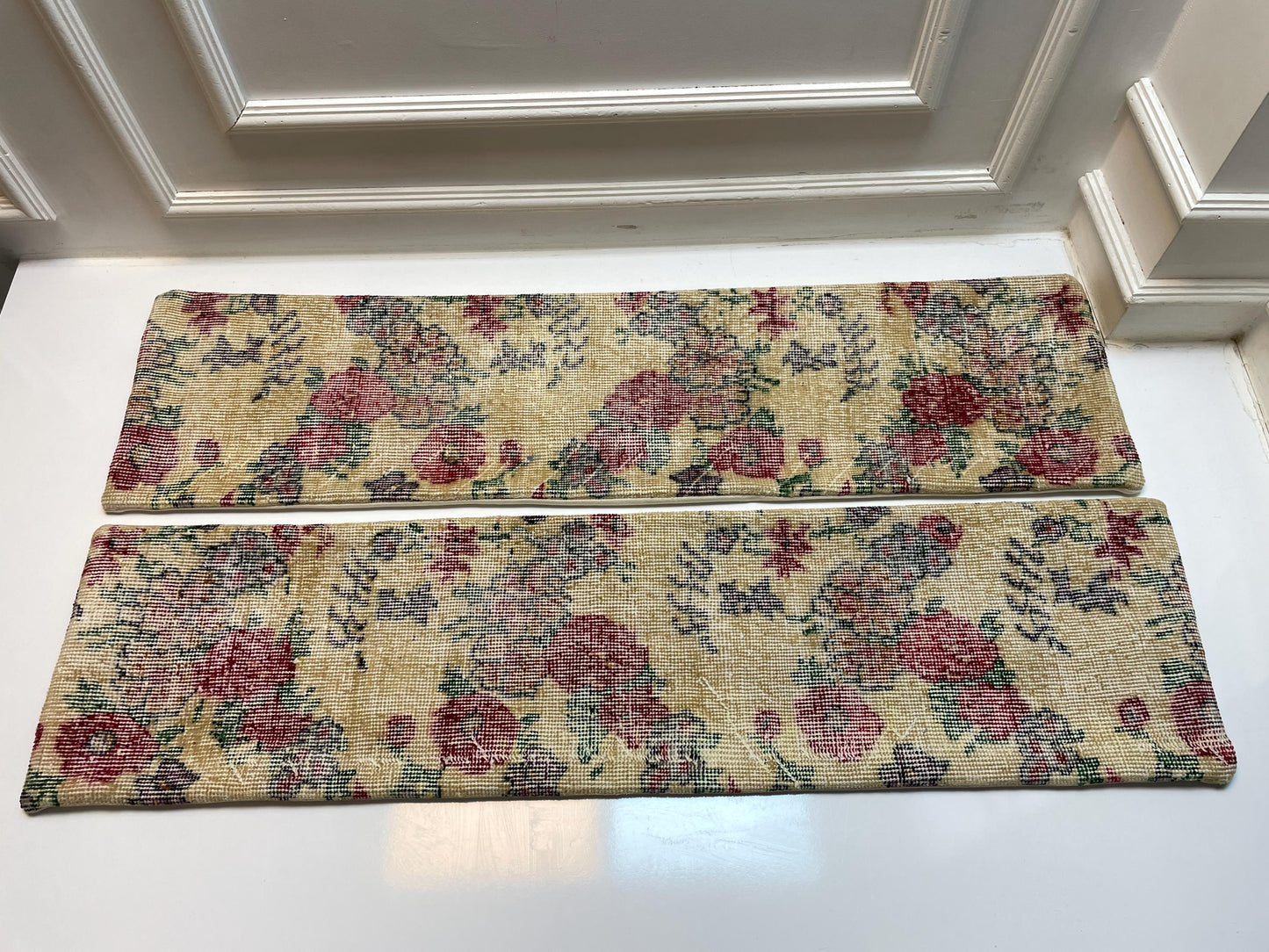 Floral Kilim Lumbar Pillow Cover Set of 2 – Vintage Turkish Rug, 12x48 Inch