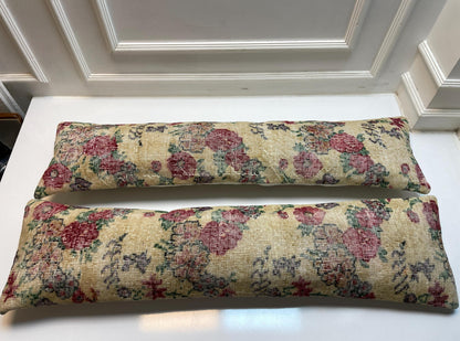 Floral Kilim Lumbar Pillow Cover Set of 2 – Vintage Turkish Rug, 12x48 Inch