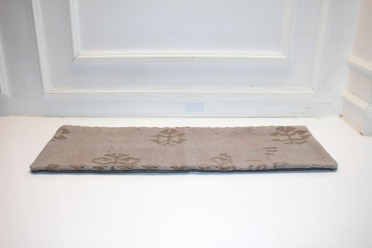 Neutral Kilim Lumbar Pillow Cover | Taupe Beige Tribal Rug, Bench Decor (12x36 in)