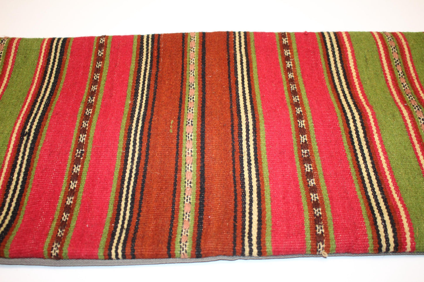 Striped Kilim Lumbar Pillow Cover | Turkish Rug, Woven Wool (12x36 in)