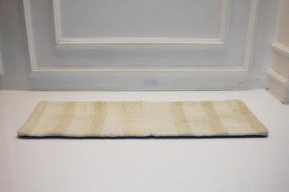 Handmade Neutral Striped Kilim Pillow Cover | Wool Turkish Lumbar Cushion (12x36 in)