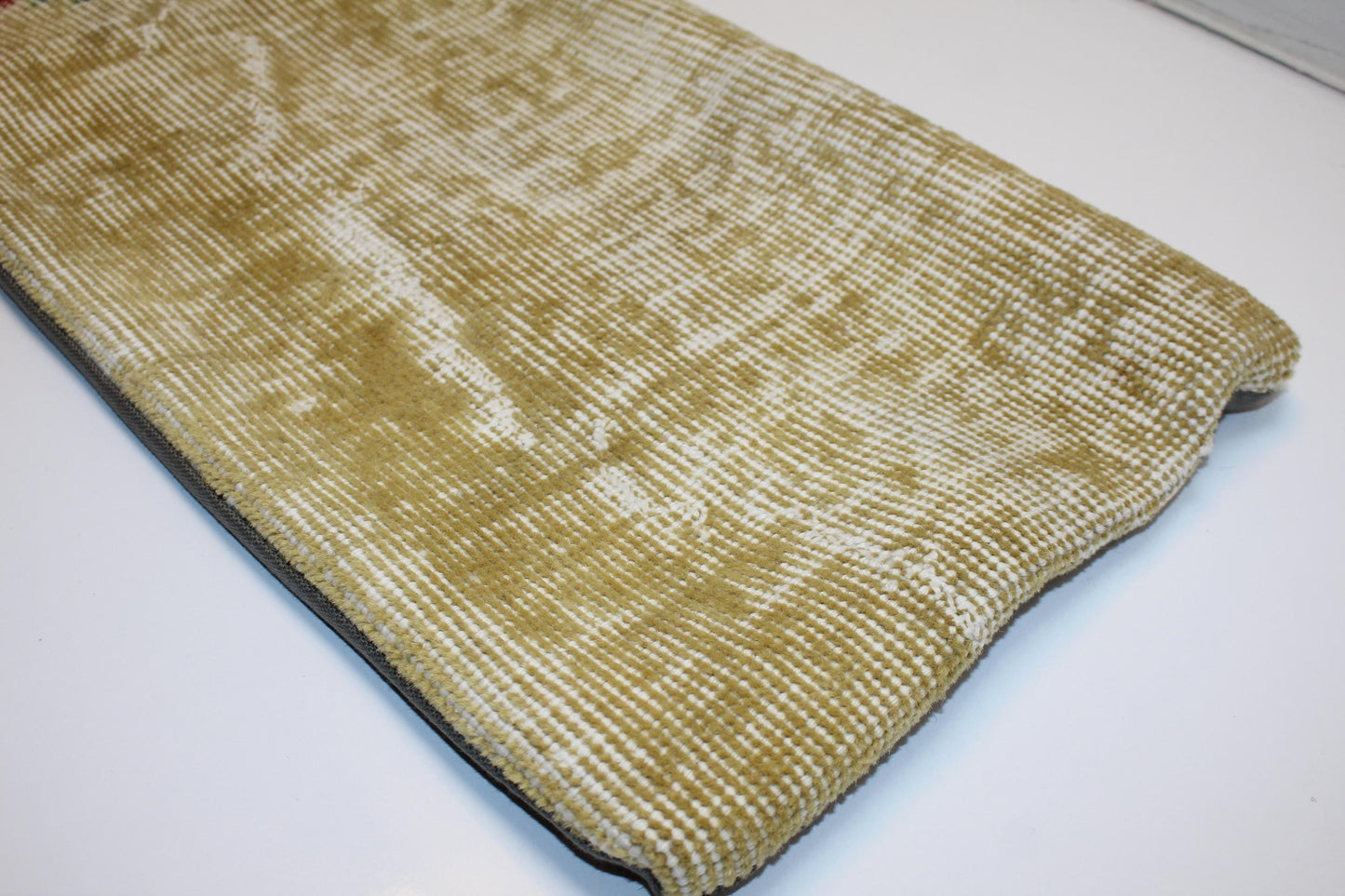 Floral Kilim Lumbar Pillow | Yellow Turkish Rug Cushion (12x36 in)