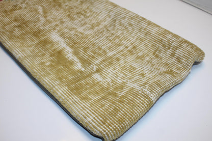 Floral Kilim Lumbar Pillow | Yellow Turkish Rug Cushion (12x36 in)