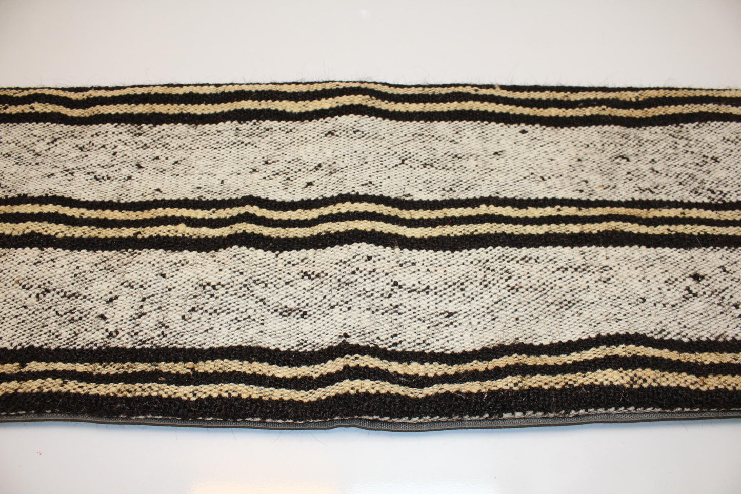 Black & Cream Striped Kilim Lumbar Pillow Cover | Turkish Rug, Upcycled (12x36 in)