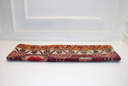 Floral Kilim Lumbar Pillow Cover | Vintage Anatolian Wool (12x36 in)