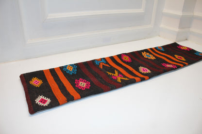 Tribal Kilim Lumbar Pillow | Vintage Wool Bench Cushion, 12x48 inch