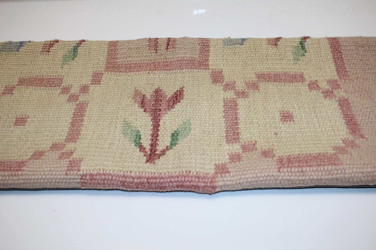 Floral Kilim Lumbar Pillow | Vintage Wool Bench Cushion Cover (12x48 inch)