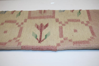 Floral Kilim Lumbar Pillow | Vintage Wool Bench Cushion Cover (12x48 inch)
