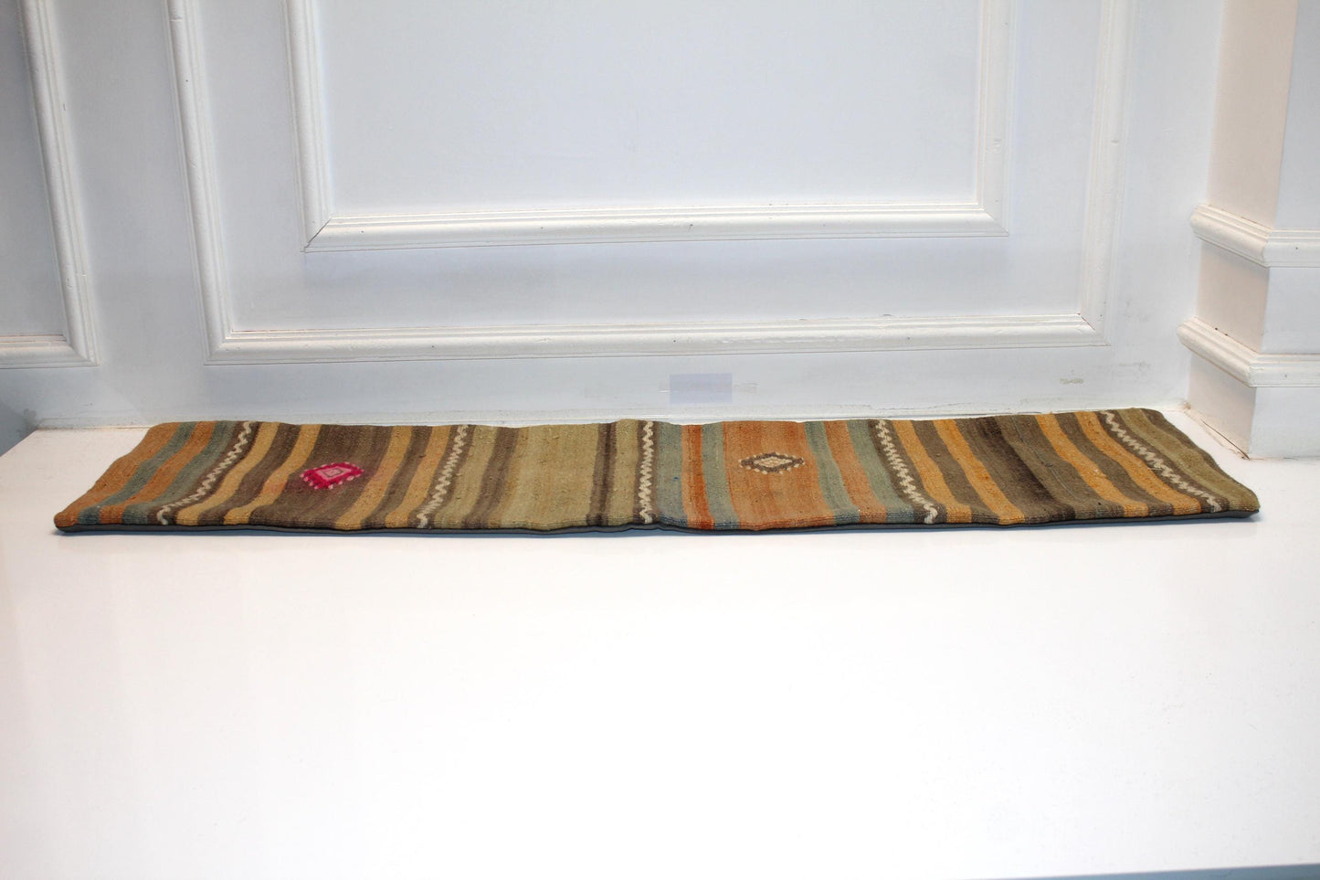 Striped Kilim Lumbar Pillow Cover | Rustic Wool, 12x48 inch