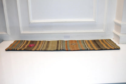 Striped Kilim Lumbar Pillow Cover | Rustic Wool, 12x48 inch