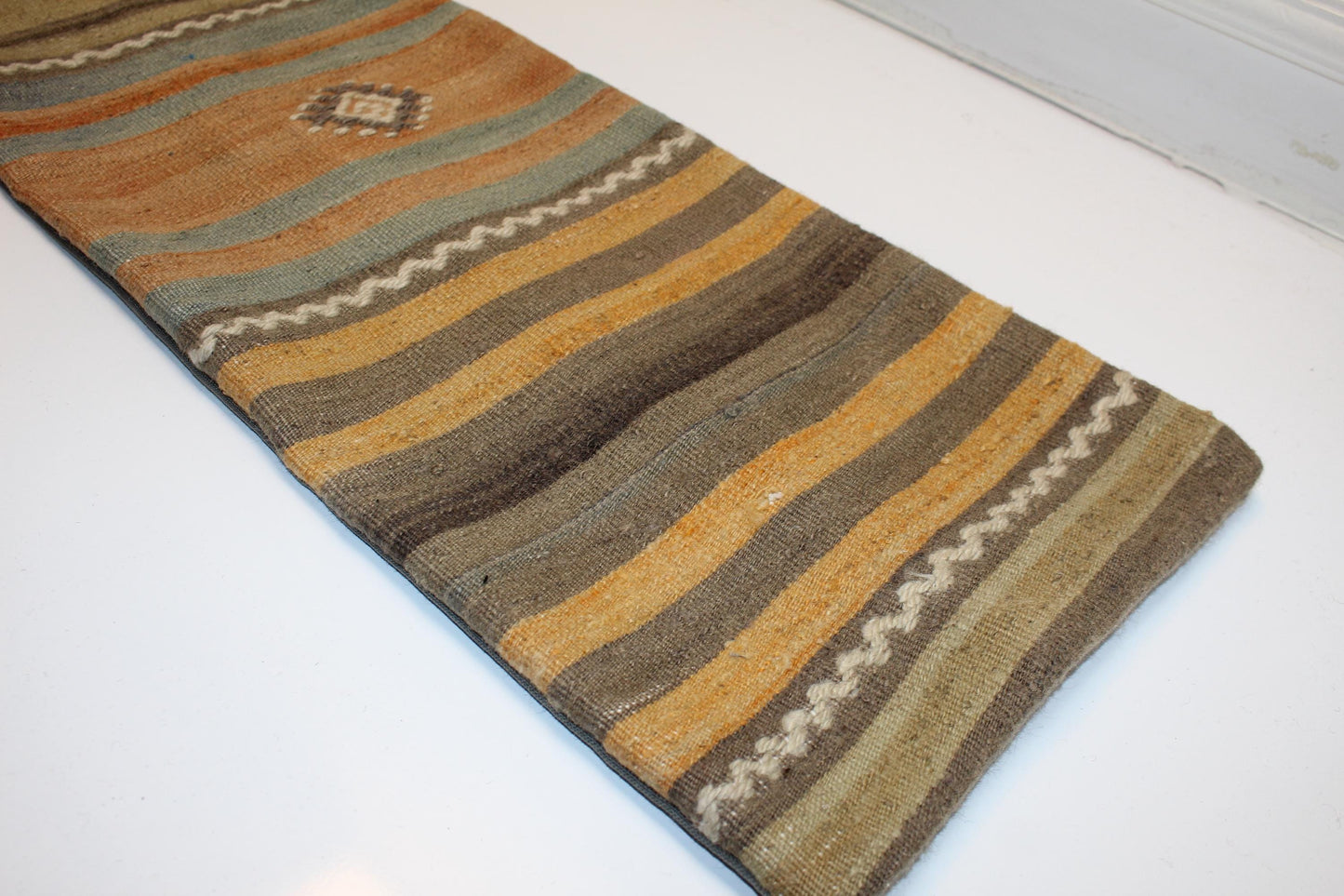 Striped Kilim Lumbar Pillow Cover | Rustic Wool, 12x48 inch