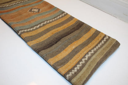 Striped Kilim Lumbar Pillow Cover | Rustic Wool, 12x48 inch
