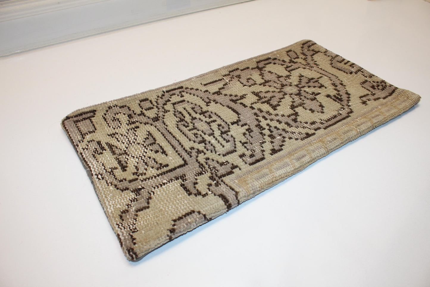 Vintage Turkish Rug Lumbar Pillow – Floral Kilim Cushion Cover, 12x24