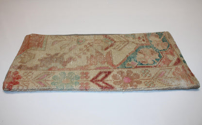 Vintage Turkish Rug Lumbar Pillow – Pastel Floral Kilim Cushion (12x24 inch)