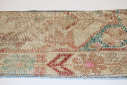 Vintage Turkish Rug Lumbar Pillow – Pastel Floral Kilim Cushion (12x24 inch)