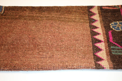 Handmade Kilim Pillow Cover, Brown Pink Tribal Design, 12x24 inch