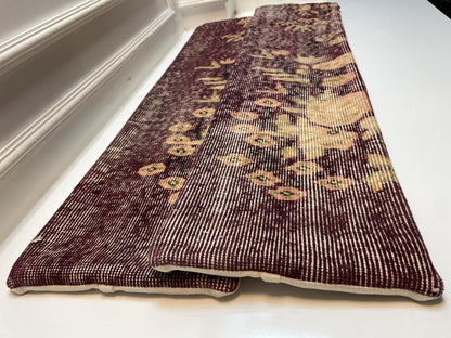 Set of 2 -Vintage Turkish Lumbar Pillow Cover Set: Plum Floral Kilim, 12x48 Inch
