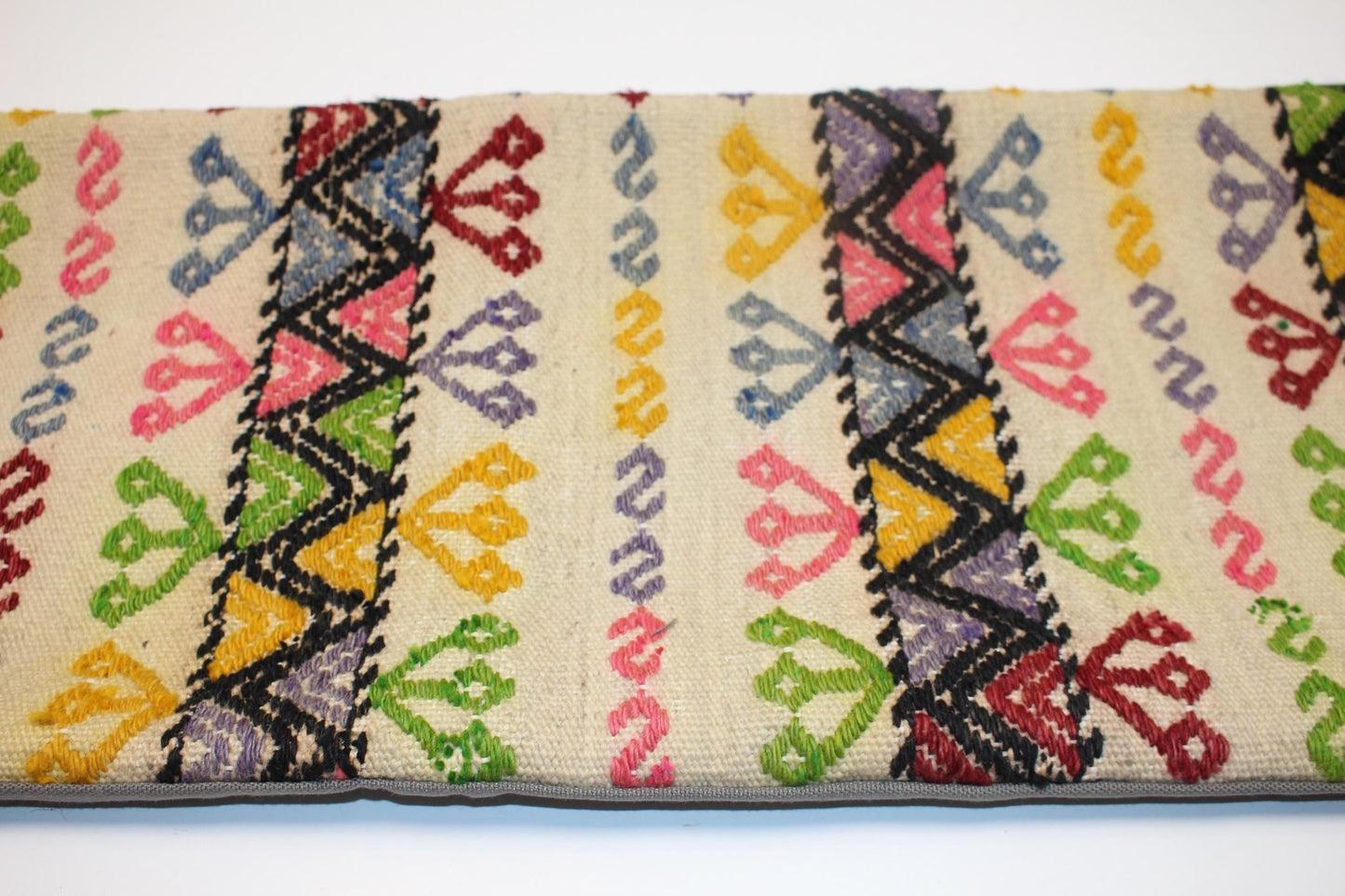 Vintage Turkish Kilim Lumbar Pillow Cover, Tribal Stripe Cushion (12x36 in)