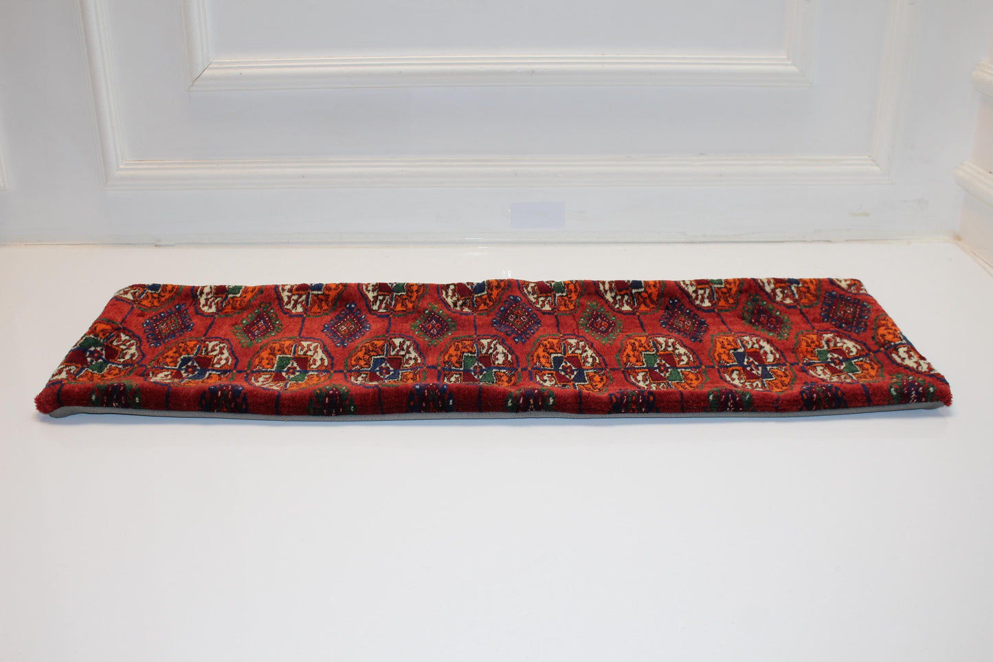 Vintage Turkish Persian Kilim Lumbar Pillow, Red Tribal Woven Cushion(12x36 in)