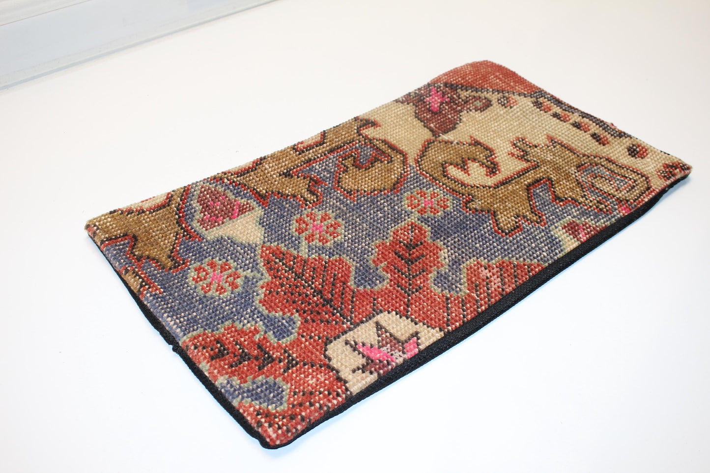 Vintage Turkish Kilim Pillow Cover, Floral Lumbar Cushion 12x24
