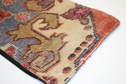 Vintage Turkish Kilim Pillow Cover, Floral Lumbar Cushion 12x24