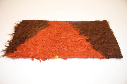 Vintage Turkish Kilim Lumbar Pillow, Furry Boho Bench Cushion (12x24 inch)