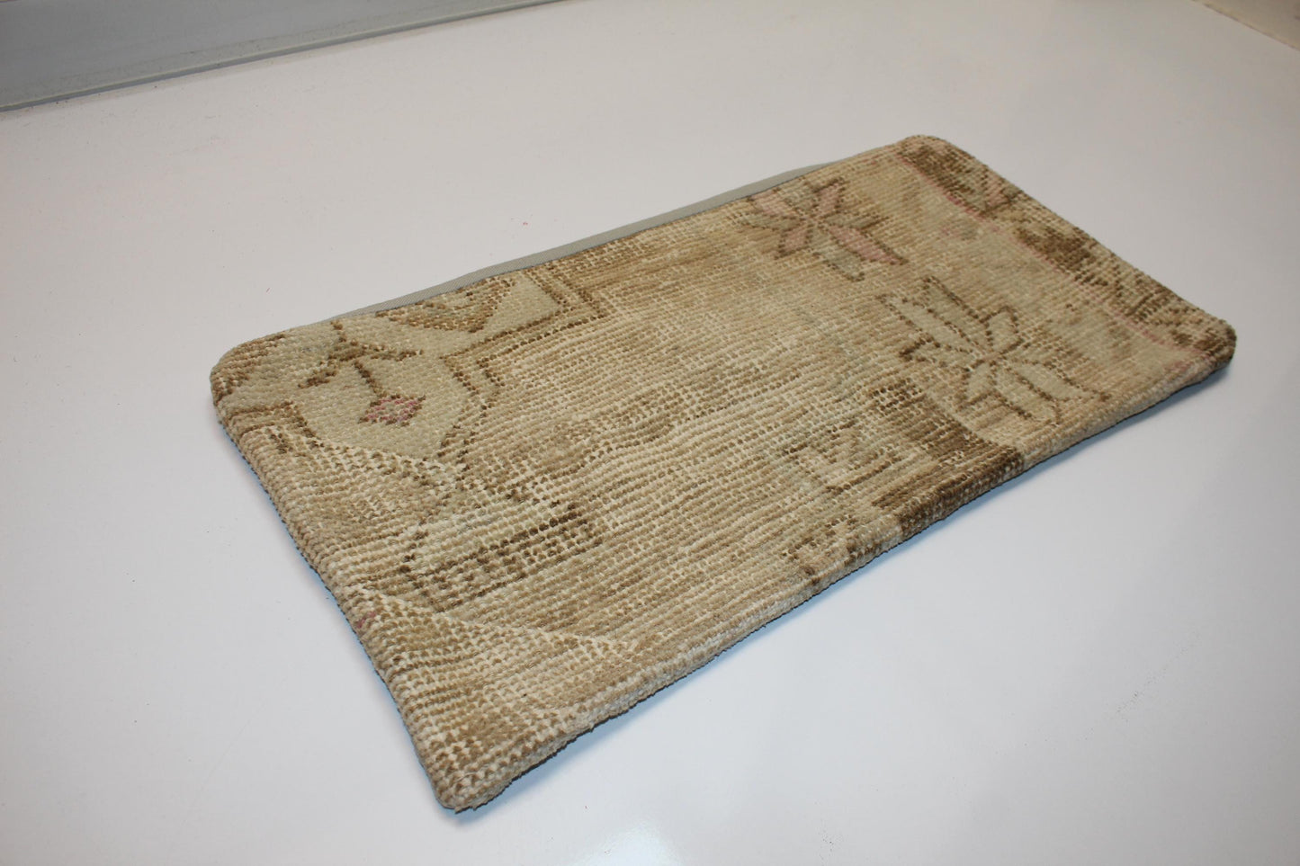 Neutral Turkish Kilim Lumbar Pillow 12x24, Wabi Sabi Cushion Cover