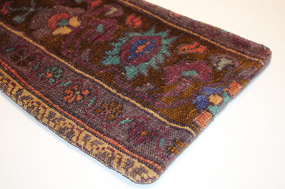Handmade Kilim Lumbar Pillow Cover, Earth Tone Woven Cushion (12X24 inc.)