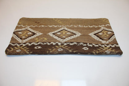 Geometric Woven Lumbar Pillow, Brown Earth Tone Kilim Cushion