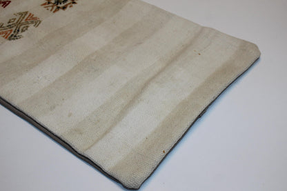Handmade Kilim Lumbar Pillow Cover, Woven Wool Accent Cushion 12x24