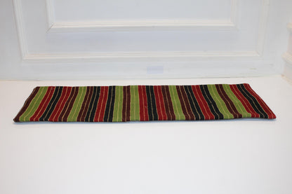 Striped Kilim Lumbar Pillow Cover, Red Green Black Woven Accent (12x36 inch)
