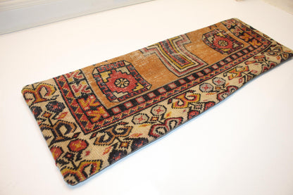 Geometric Kilim Lumbar Pillow Cover, Earth Tone Woven Cushion (12x36 inch)