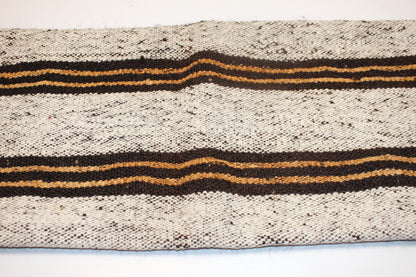 Handmade Striped Kilim Lumbar Pillow Cover, Cream & Black (12x36 inch)