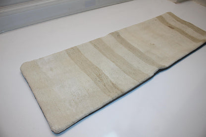 Handmade Cream Kilim Lumbar Pillow Cover, Woven Texture (12x36 inch)