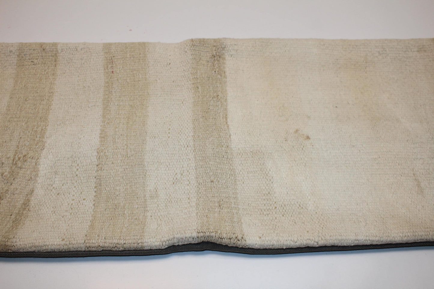 Handmade Cream Kilim Lumbar Pillow Cover, Woven Texture (12x36 inch)