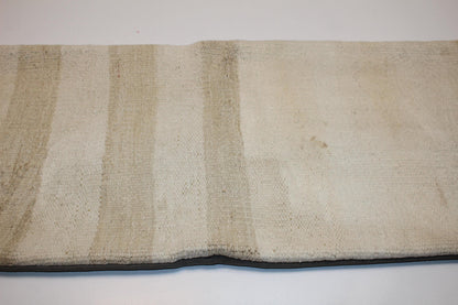 Handmade Cream Kilim Lumbar Pillow Cover, Woven Texture (12x36 inch)