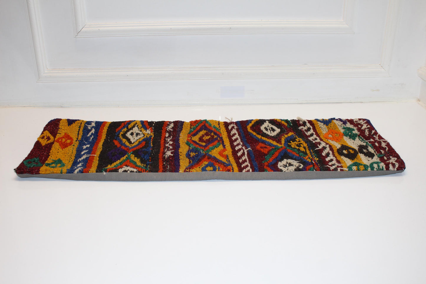 Geometric Kilim Lumbar Pillow Cover, Multicolor Woven Accent (12x36 inch)