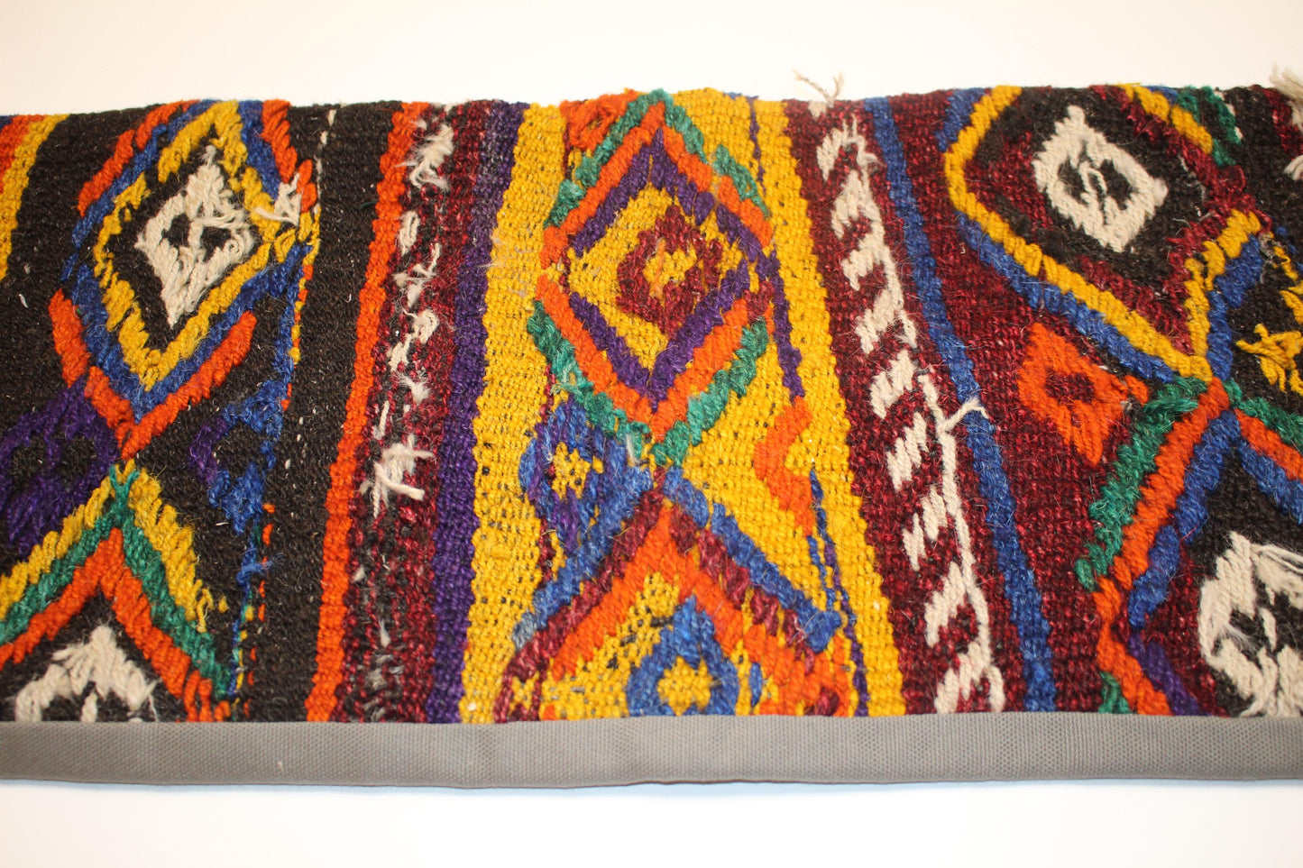 Geometric Kilim Lumbar Pillow Cover, Multicolor Woven Accent (12x36 inch)