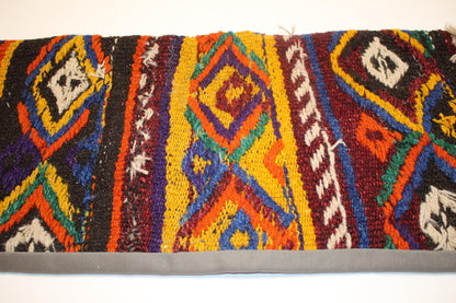 Geometric Kilim Lumbar Pillow Cover, Multicolor Woven Accent (12x36 inch)