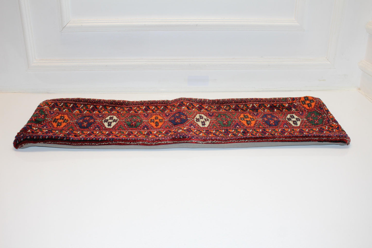Red Persian Tribal Kilim Lumbar Pillow Cover, Woven Rug Cushion(12x36 inch)
