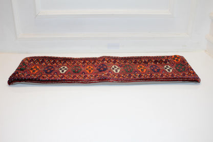 Red Persian Tribal Kilim Lumbar Pillow Cover, Woven Rug Cushion(12x36 inch)