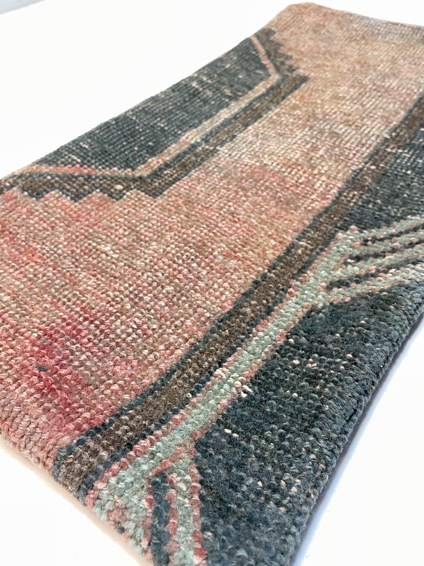 Handmade Kilim Pillow Cover: Upcycled Woven Rug, Blue 12x24 inc