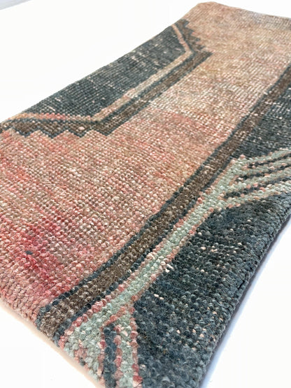 Handmade Kilim Pillow Cover: Upcycled Woven Rug, Blue 12x24 inc