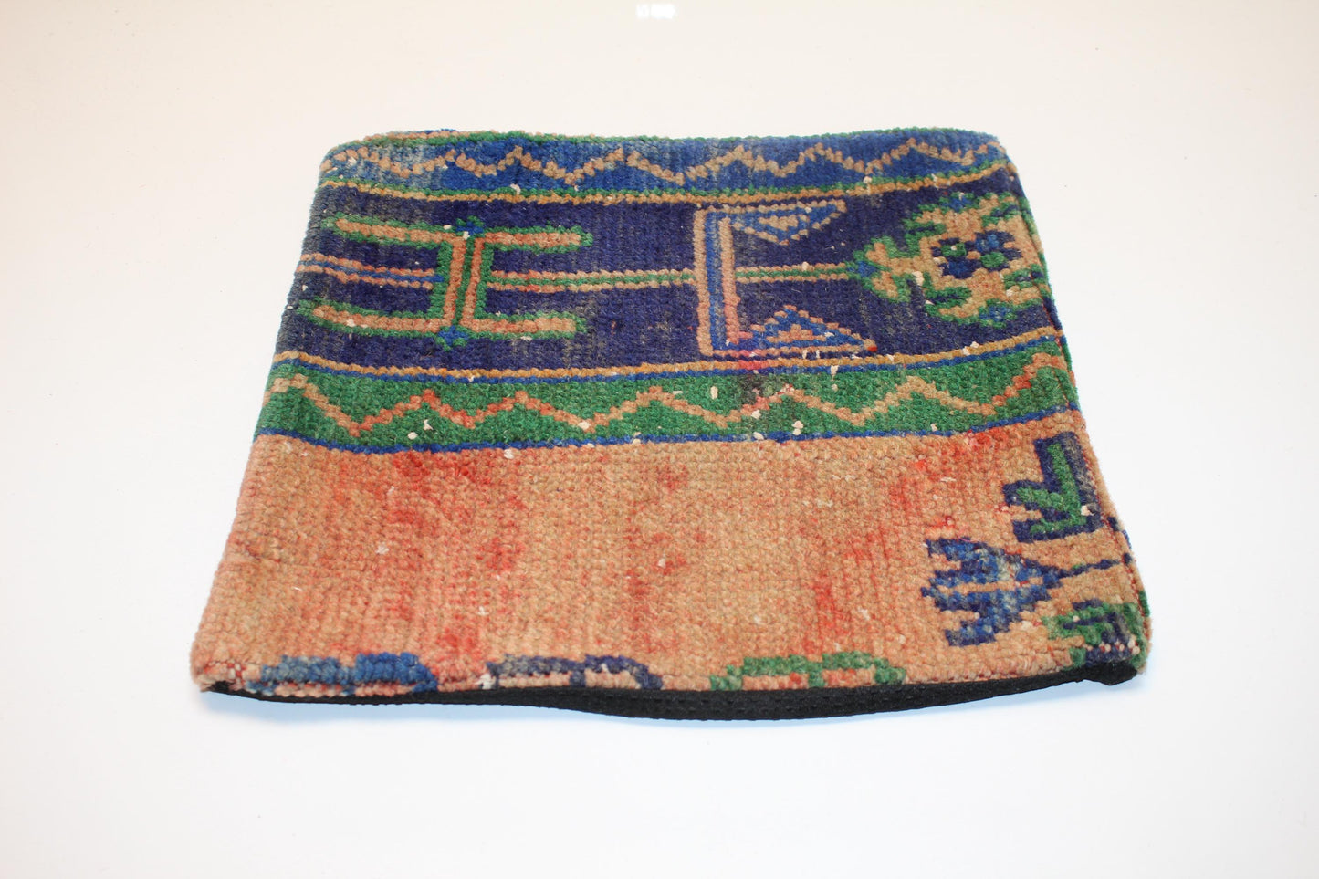 Handwoven Anatolian Textile Art Lumbar , Geometric Color Field Cushion, One of a Kind Woven Accentt(16x16 in)