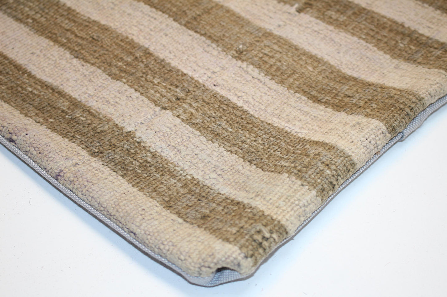 Striped Neutral Woven Textile Accent, Quiet Linear Surface with Natural Tones, One of a Kind Interior Essential(16x16 in)