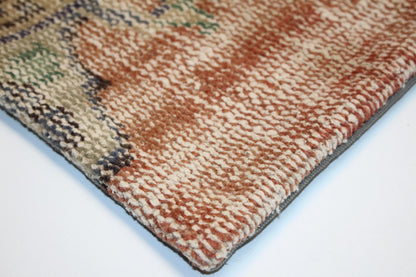 Split Panel Woven Textile Accent, Muted Motifs with Timeworn Surface, One of a Kind Interior Detail(16x16 in)
