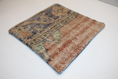 Split Panel Woven Textile Accent, Muted Motifs with Timeworn Surface, One of a Kind Interior Detail(16x16 in)