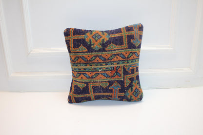 Geometric Woven Textile Accent, Bold Patterned Surface with Layered Motifs, One of a Kind Interior Statement(16x16 in)