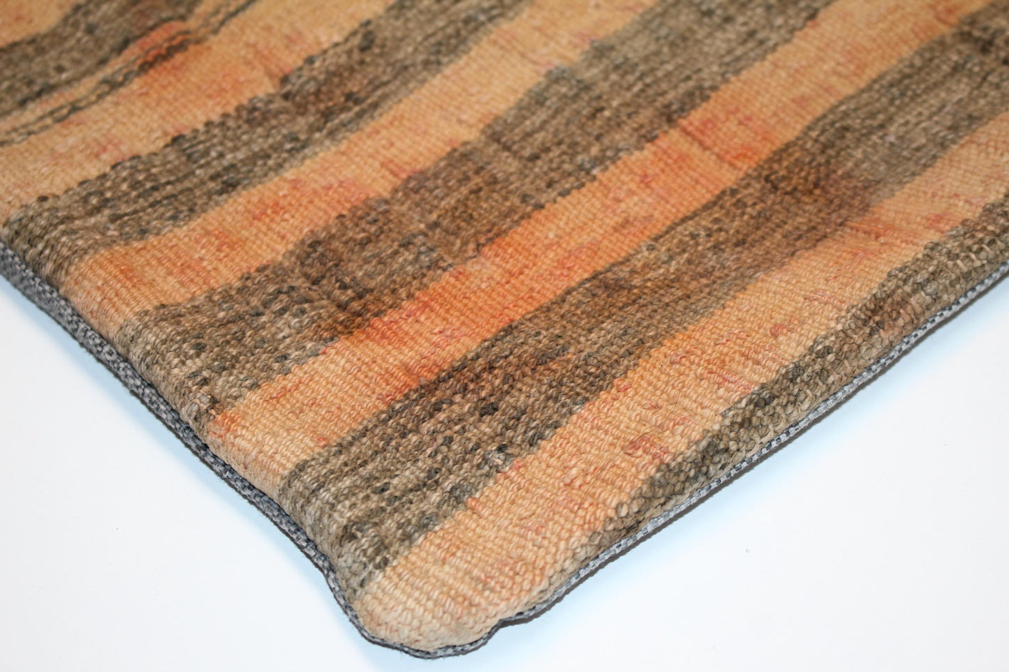 Vertical Stripe Woven Textile Accent, Earthy Linear Surface with Soft Patina, One of a Kind Interior Element(16x16 in)